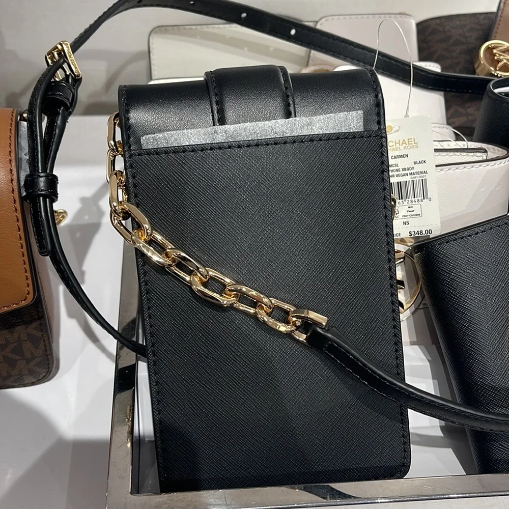 MICHAEL KORS CARMEN SMALL FAUX LEATHER PHONE CROSSBODY BAG - Picture 7 of 16